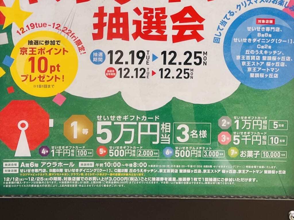 【多摩市】せいせき京王聖蹟桜ヶ丘ショッピングセンターで12月19日から「X’masガラポン抽選会」がスタートするようです! | 号外NET ...