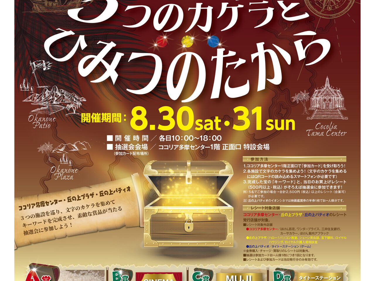 3つのカケラとひみつのたから、多摩センターの3商業施設でで謎解きイベント開催！